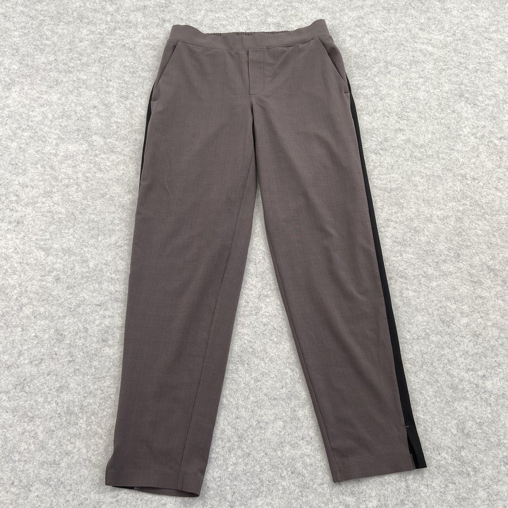 Athleta Pants Womens 4 (29x27) Brown Plaid Brooklyn Ankle Side Stripe Stretch
